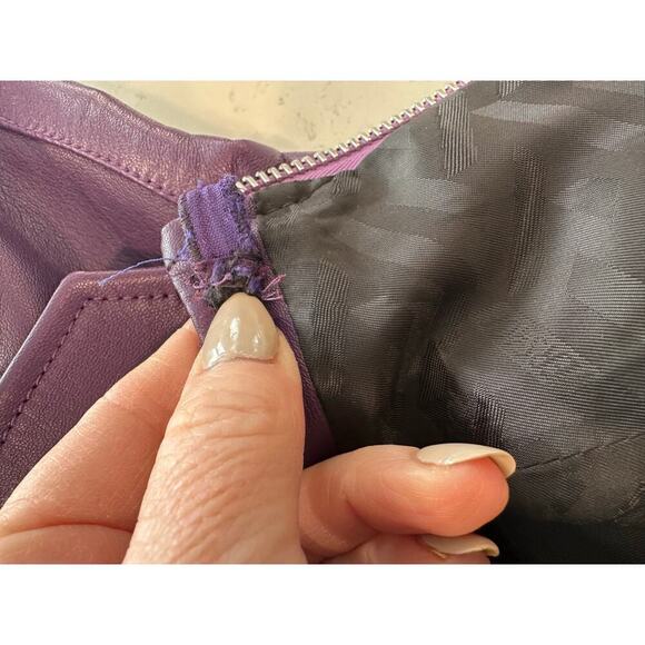 Versace Runway Bright Dark Orchid Leather Fringe Mini Dress - Picture 13 of 16